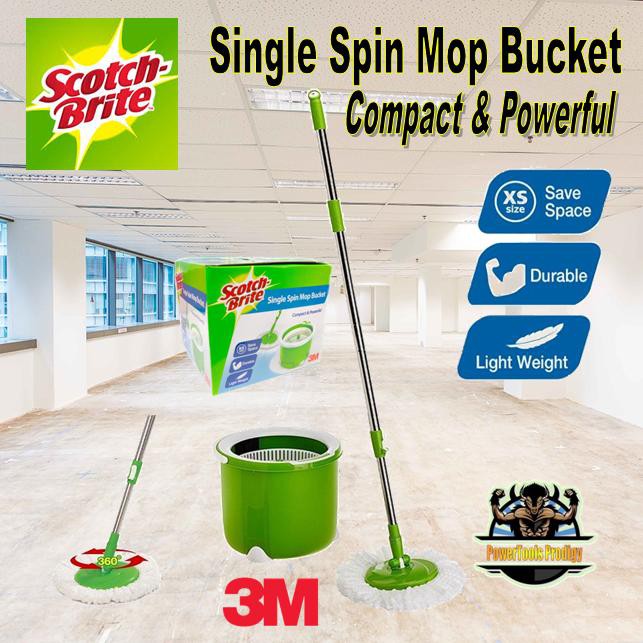 3M Scotch Brite Single Spin Mop Bucket / Comes with 1 Mop Head / Mop