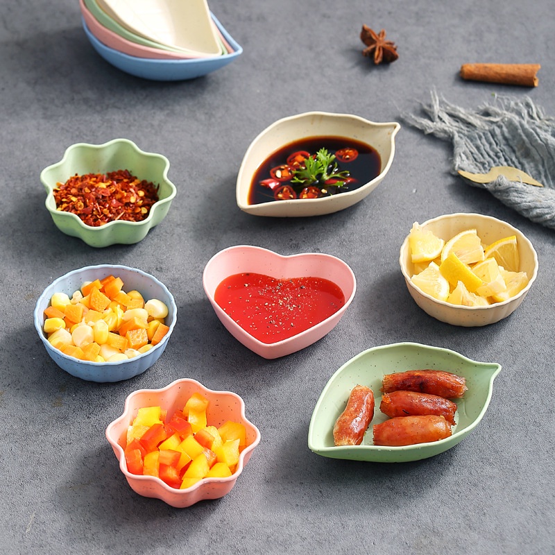 Heart Flower Dish Leaf Dish Blossom Plates Sauce Dishes Wheat Straw