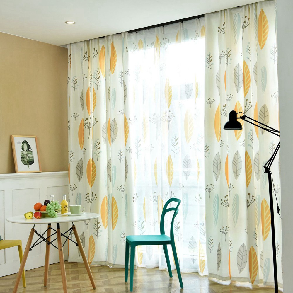 Leaf Semi Blackout Curtain for Sliding Glass Door Thermal Insulated