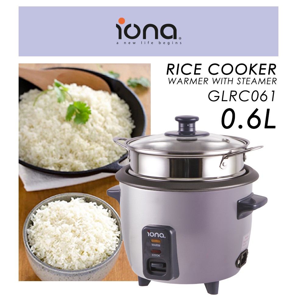 Iona 0.6L Rice Cooker and Warmer With Steamer GLRC061 (1 Year