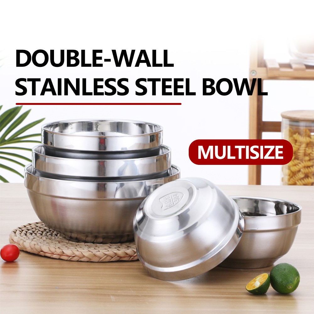 【SG】Thickened 304 Stainless Steel Double Layer Bowl Heat Insulation