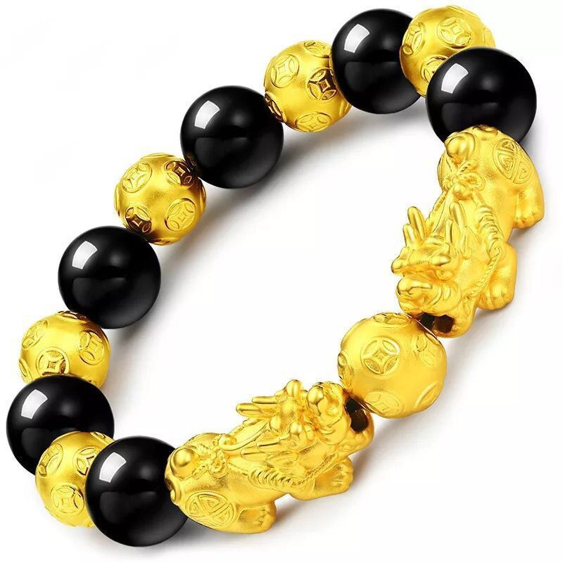 916 gold bracelet men and women 916 gold brave 999 jewelry obsidian