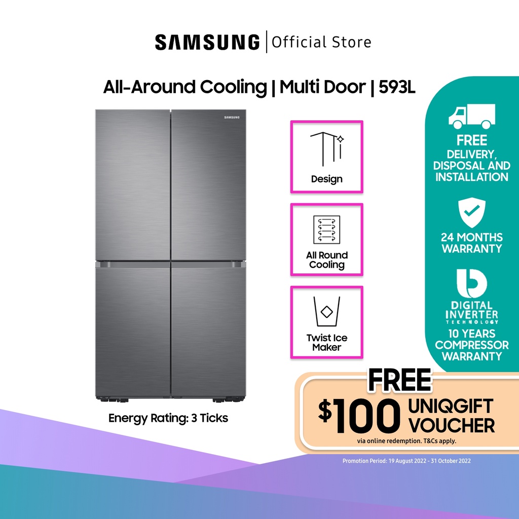 SAMSUNG RF59A70T3S9/SS, Multidoor Refrigerator, 593L, 3 Ticks Shopee Singapore