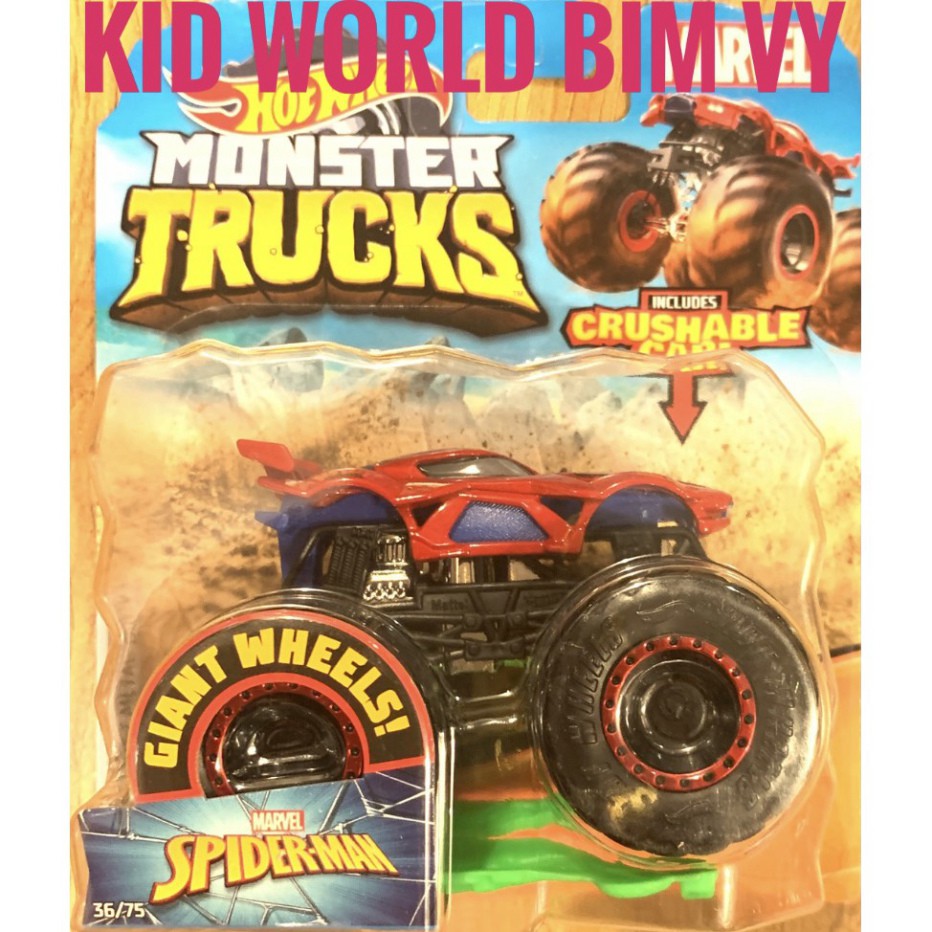 Hot Wheels Monster Trucks Crushable Car Giant Wheels SpiderMan GJF44 model Car. Shopee Singapore