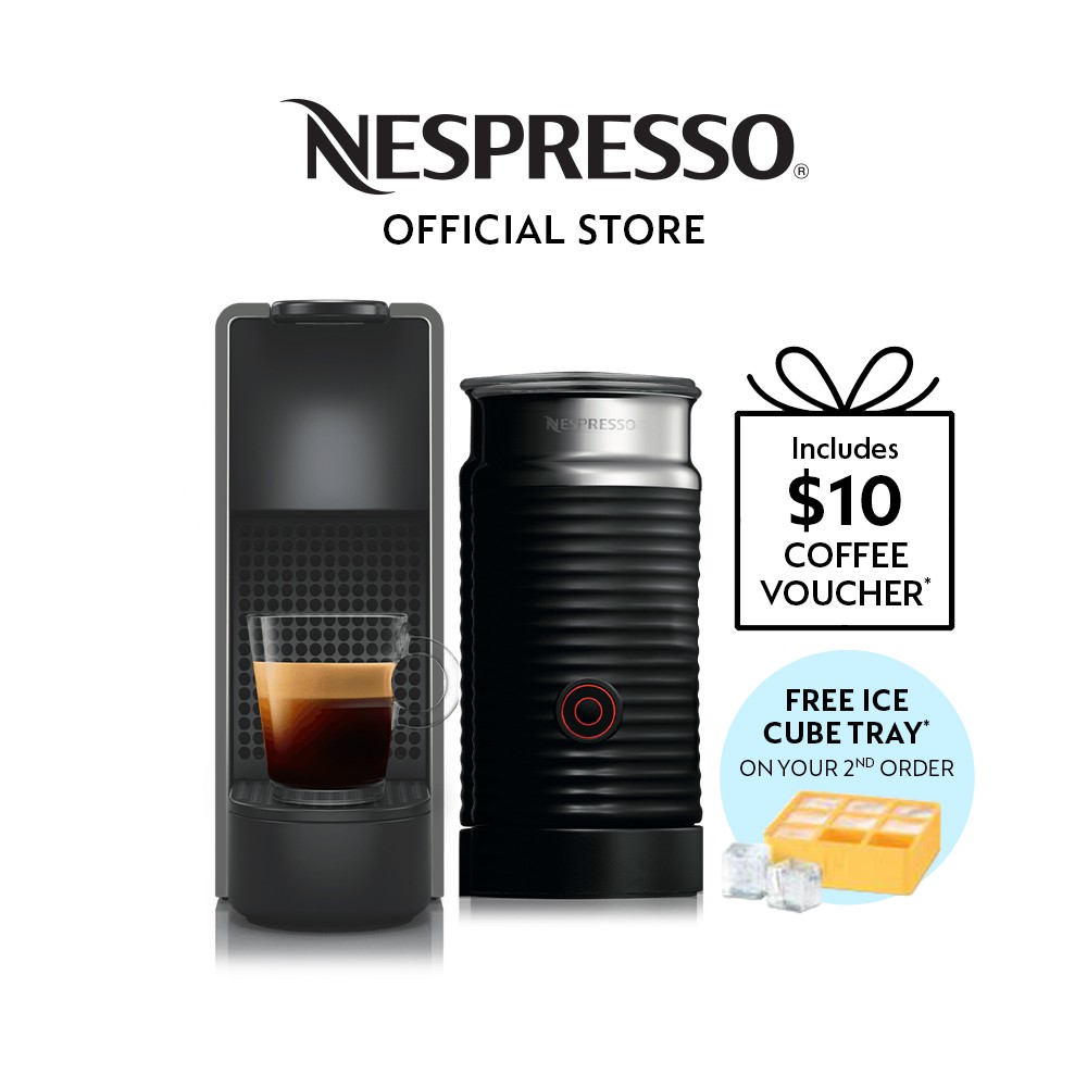 Nespresso Essenza Mini Coffee Machine, Intense Grey & Aeroccino Milk