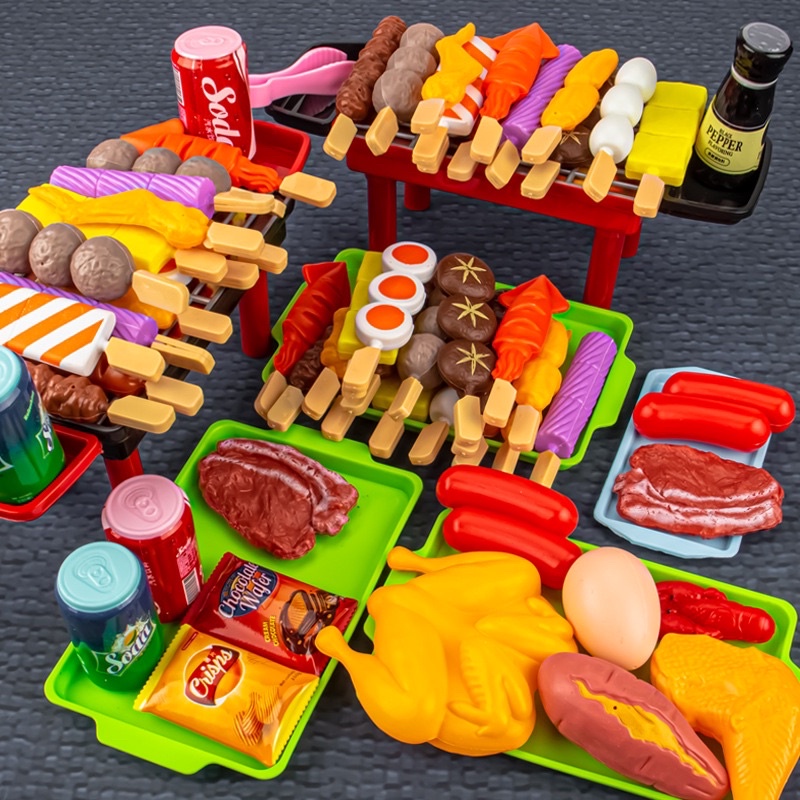 Pretend Play BBQ Toy Set Barbecue Toy Simulation Food Toys Foodie Bag