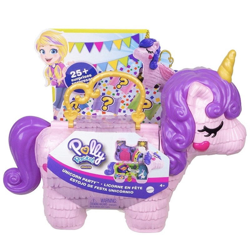 Polly Pocket Unicorn Party Large Compact Playset with Micro Polly