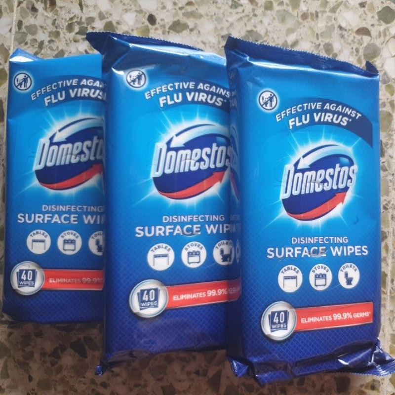 (Bundle Of 3) 40wipe Domestos Disinfecting Wipes Multi Surface 40s