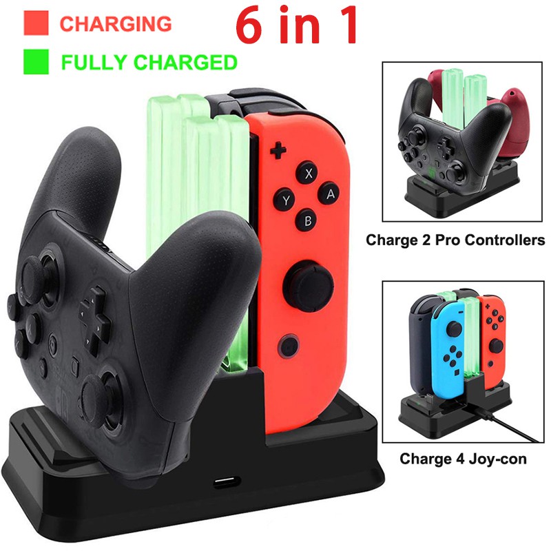 6 In 1 Nintend Switch LED Charger Dock Charging Station for