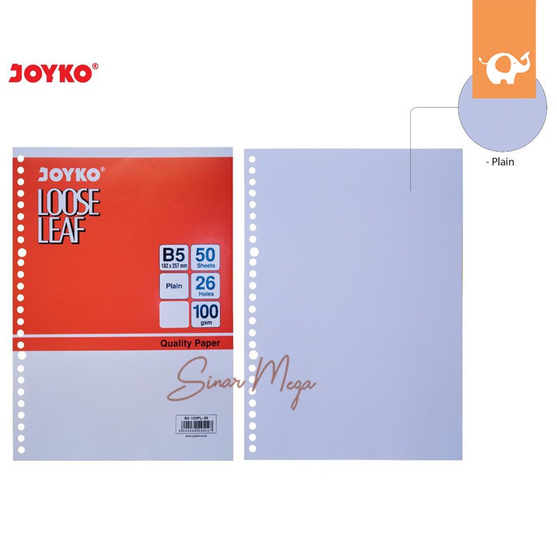 Joyko Loose Leaf B5 (Blank, Grid & Dotted) 50 Sheets / Sheet / Refill