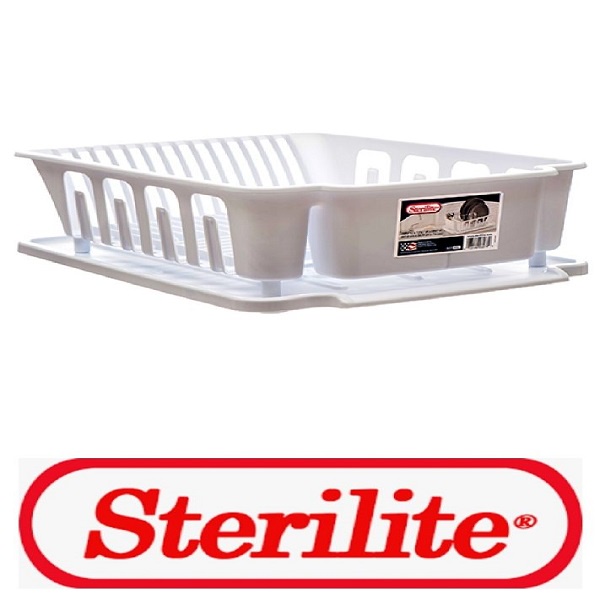 Home Essential Sterilite Large 2 Piece Sink Set / Dish Rack / Dish