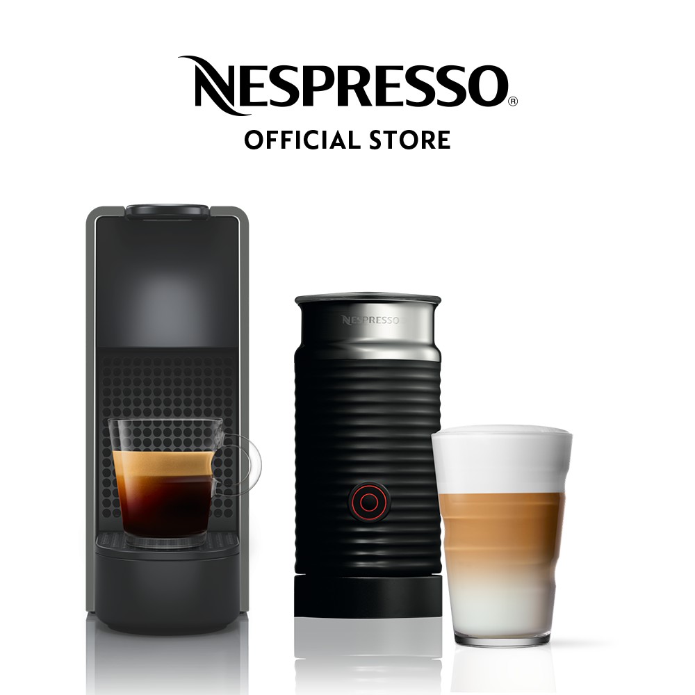 Nespresso Essenza Mini Coffee Machine, Intense Grey & Aeroccino Milk