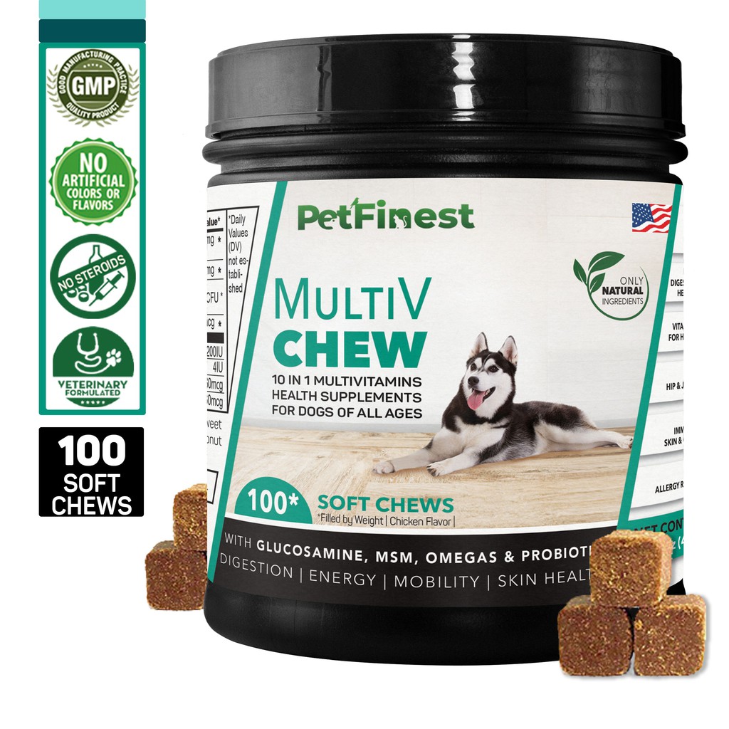 PetFinest Dog Multivitamins Chew Pet Supplement Glucosamine