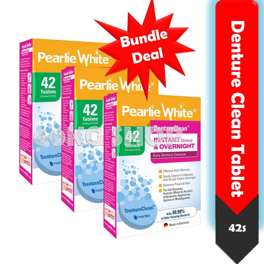 Pearlie White Denture Clean Denture Cleansing Tablets 42s [Bundle Deal
