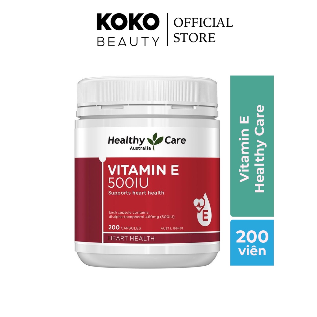 Healthy Care vitamin E [Australia] Box Of 200 500IU Tablets