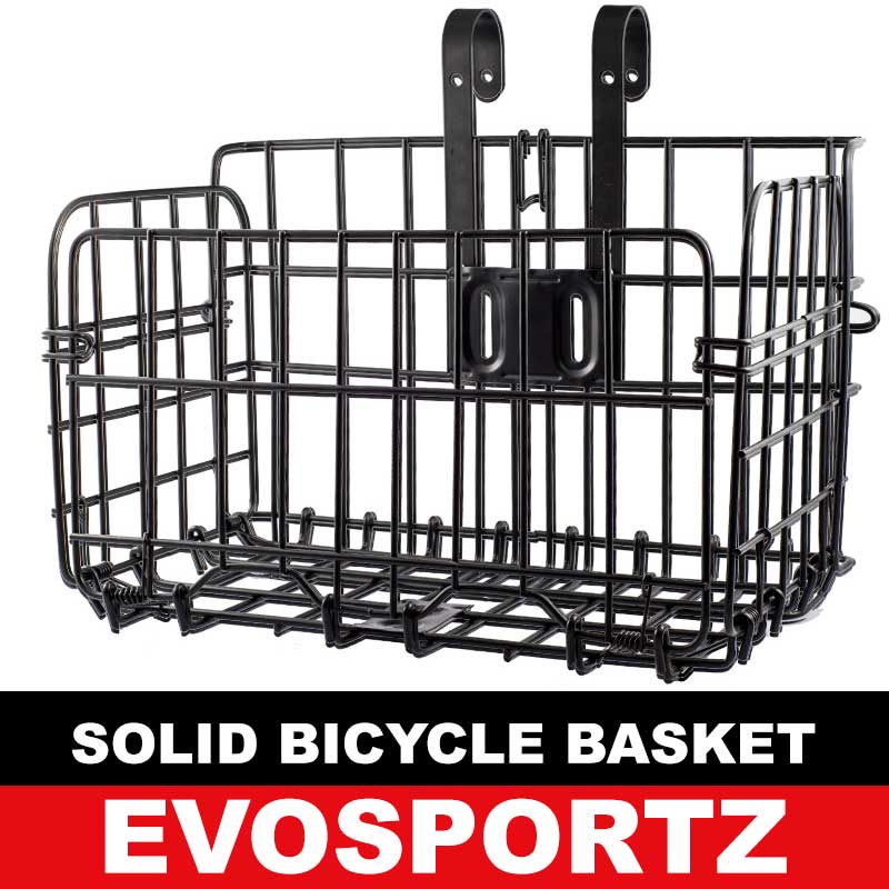 Solid Bicycle Basket Bike Front Carrier Foldable Metal EBike Basket