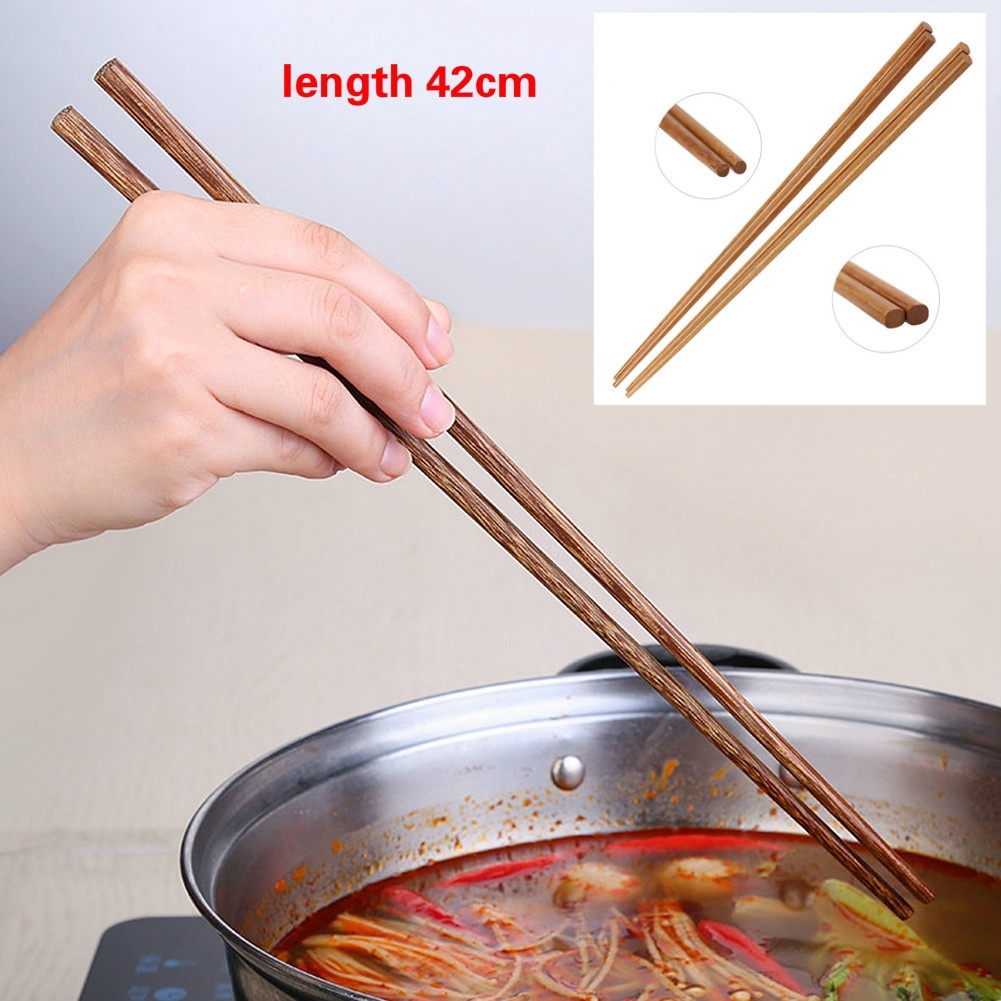 1 Pair Wooden Durable Chopsticks for Noodles Cooking Hot Pot Cutlery Portable Long 42cm Kitchen