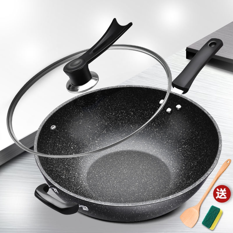 30cm 32cm 34cm Handmade Chinese Iron Wok Nonstick Pan NoCoating
