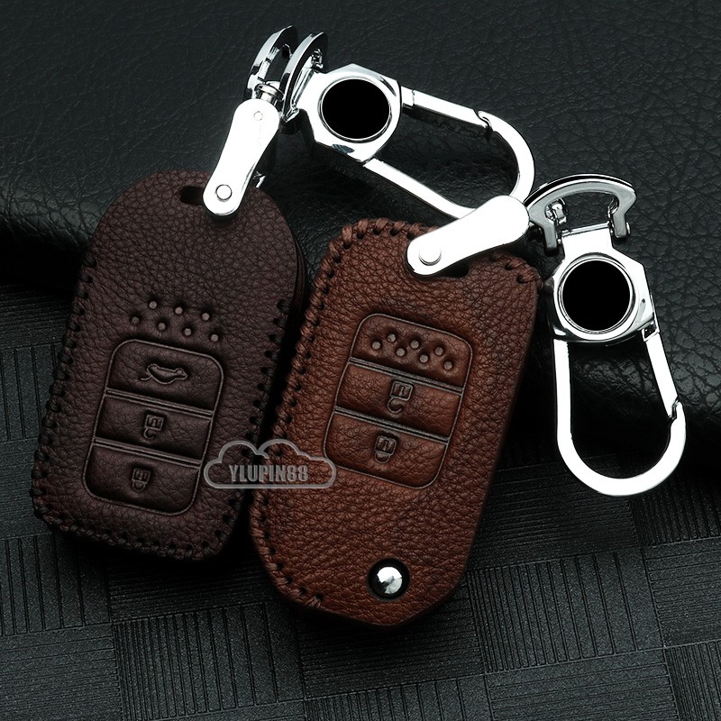 HONDA Genuine Leather keyring holder Folding Keyless Remote Protector car Key Bag Wallet Smart