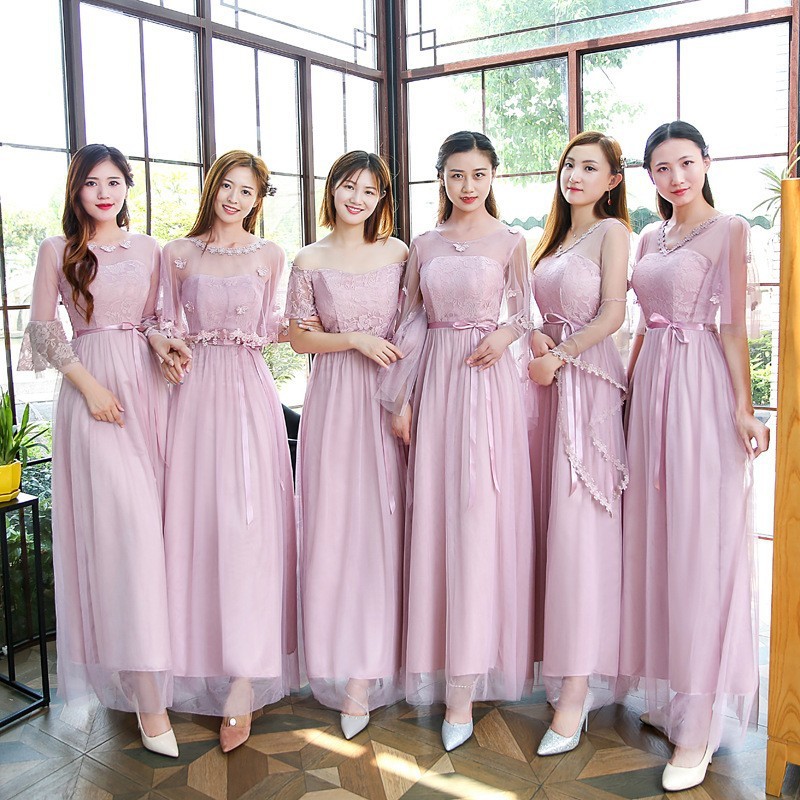 Elegant Pink Wedding Dinner Evening Dress Gown Bridesmaid Dresses