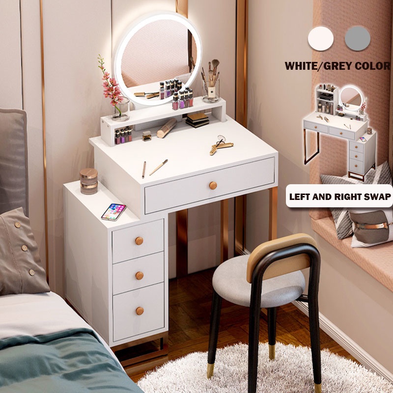 Dressing Table With Mirror Nordic Style Small Vanity Table With LED