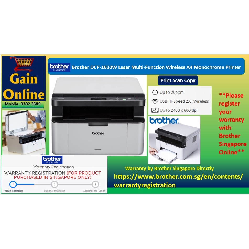 Brother DCP1610W Wireless Monochrome A4 Laser Jet Printer Print