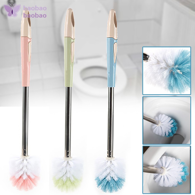 Long Handle Bathroom Toilet Brush Soft Dense Bristles Corners Deep
