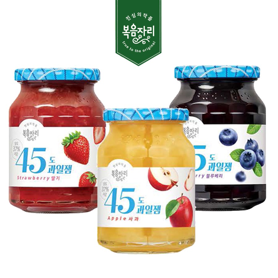 Korean Less Sweet 45 Degree Two Flavors of Fruits Jams 350g+350g among