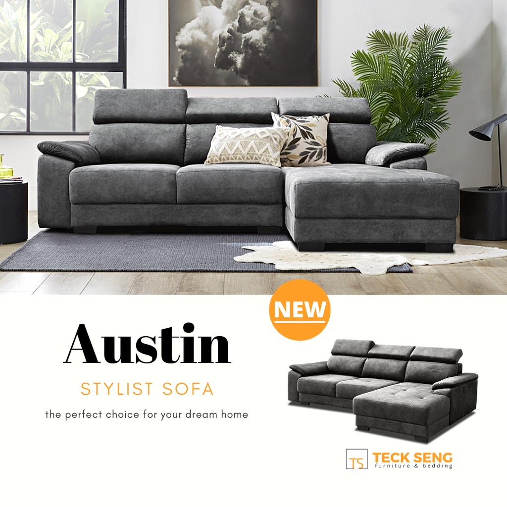 Modern Minimalist 3 Seater Sofa Set L Shape Sofa Adjustable Headrest