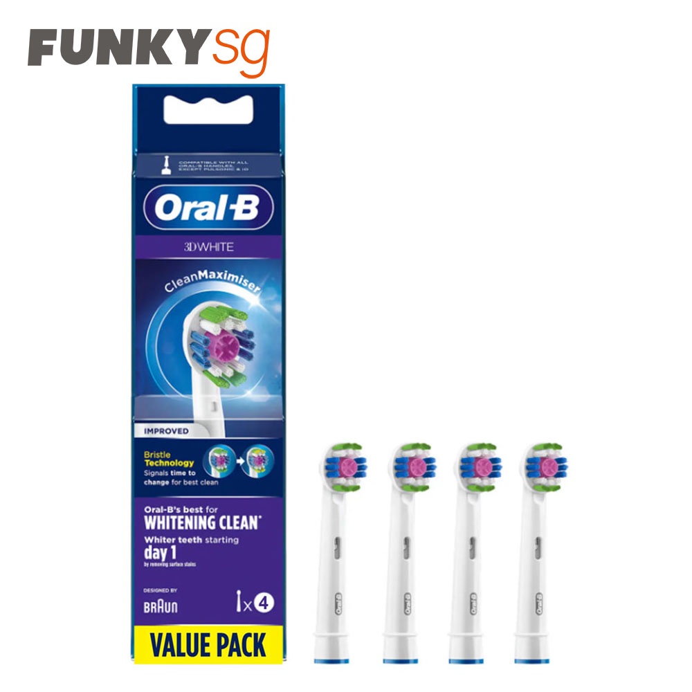 OralB Oral B 3D White Replacement Toothbrush Brush Heads Original from Germany (4/8 Count
