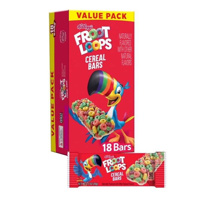 Kellogg's Froot Loops Breakfast Cereal Bars, Original, 18 count(Ready