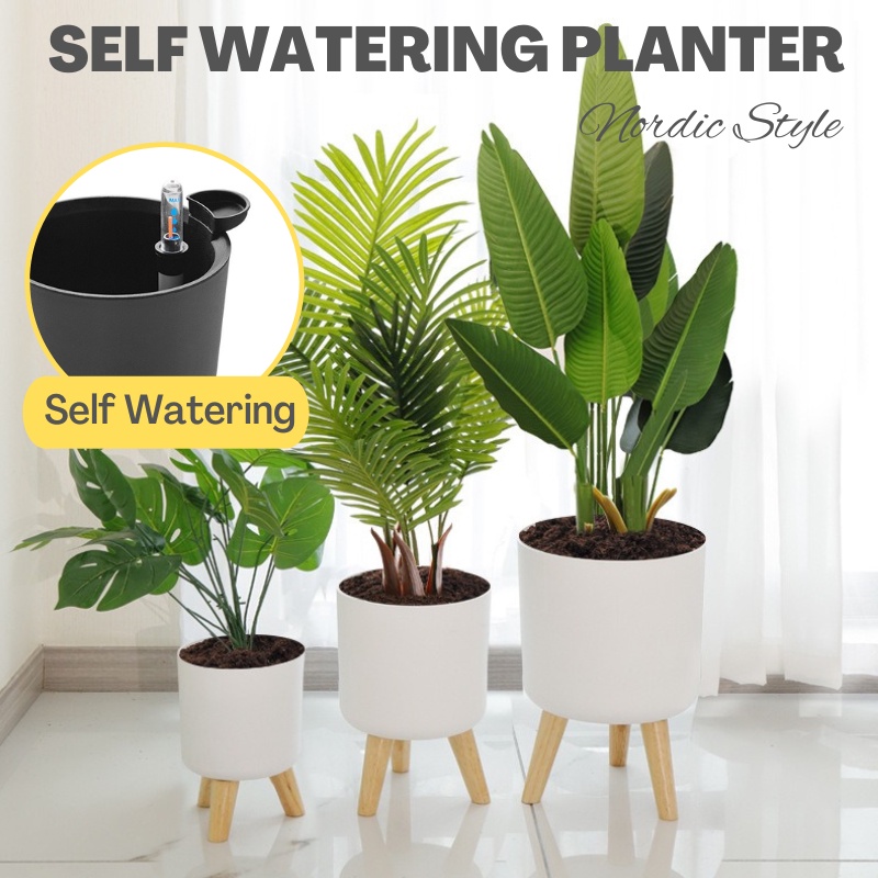[SG] IMP HOUSE Plastic Self Watering Planter with Leg and Water Indicator Flower Pot Plant Pot