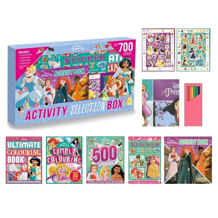 Disney Princess 5 Books Gift Set For Kids Activity Selection Box with