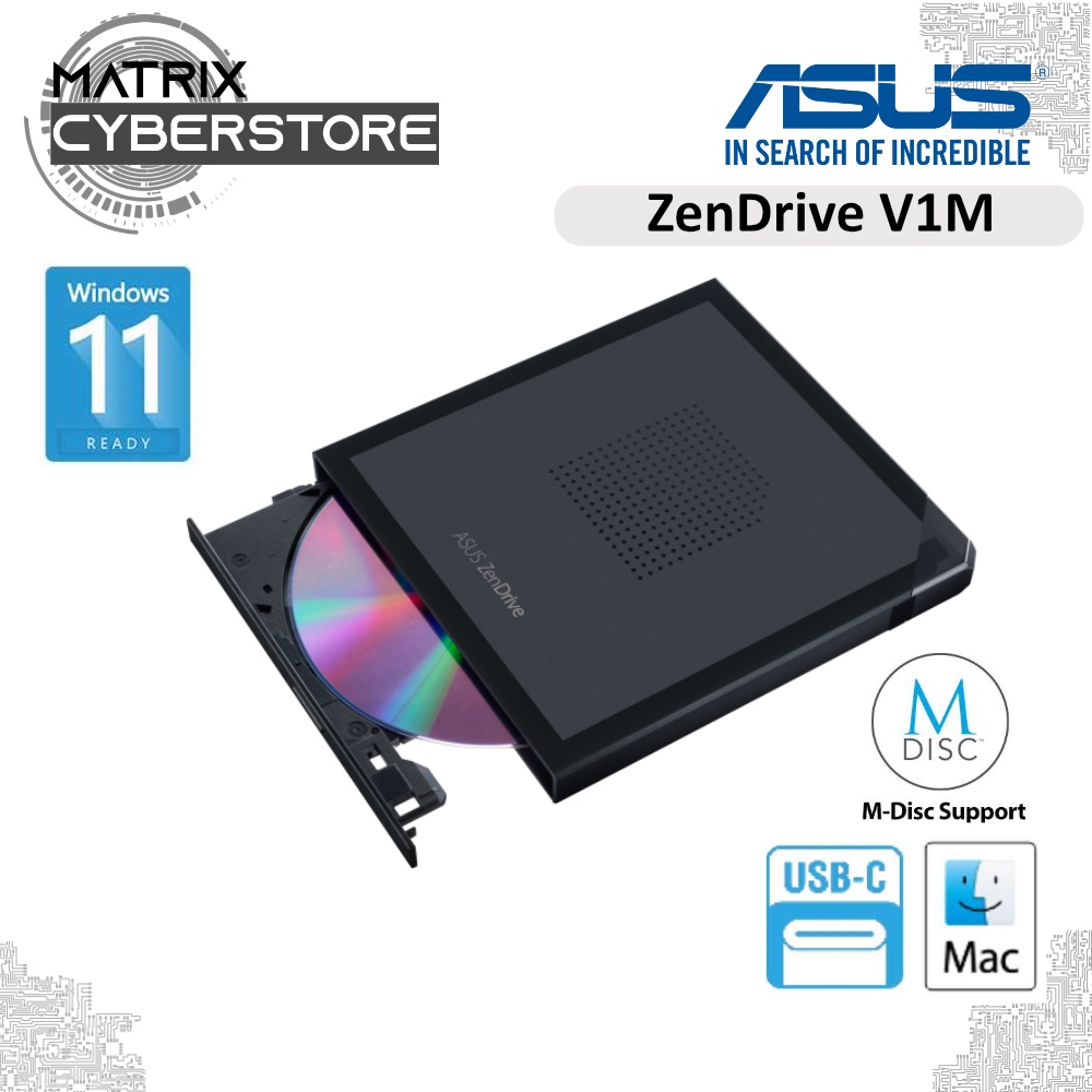 ASUS ZenDrive V1M external DVD drive and writer with builtin cable