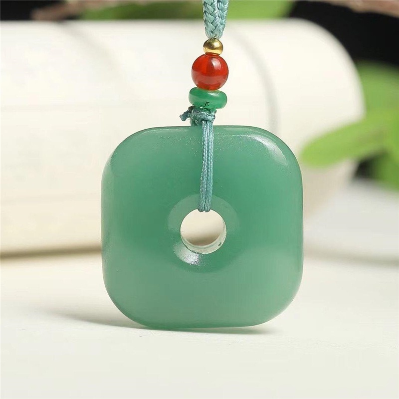 Raw ore natural Dongling jade square safety buckle pendant nostalgic
