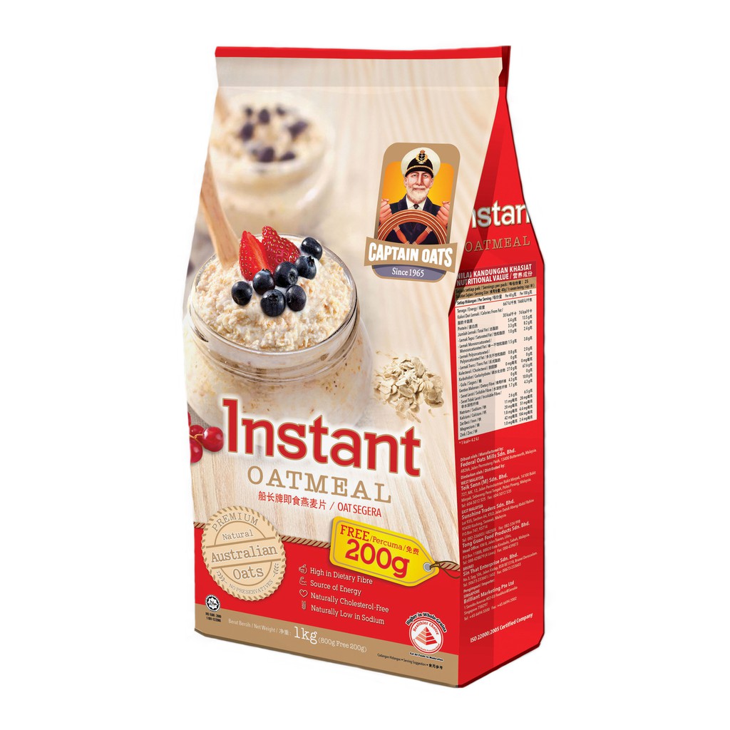 Captain Oats instant oatmeal (red) 800G FREE 200G Shopee Singapore