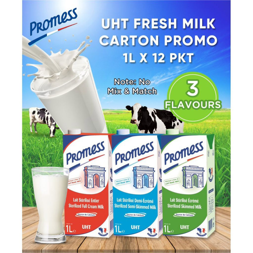 Promess ™ MyFarm ™ UHT Fresh French Milk [1Lx12] Carton Sale