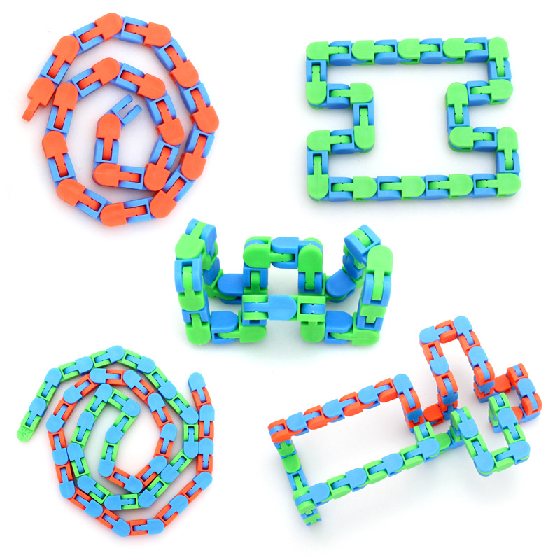 56CM Multicolor Wacky Tracks Snap and Click Fidget Toys Kids Snake