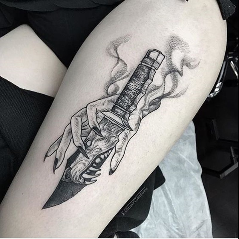 Ghost Hand Wolf Knife Tattoo Stickers Waterproof Men And Women | Shopee Singapore 800_x_800_jpg