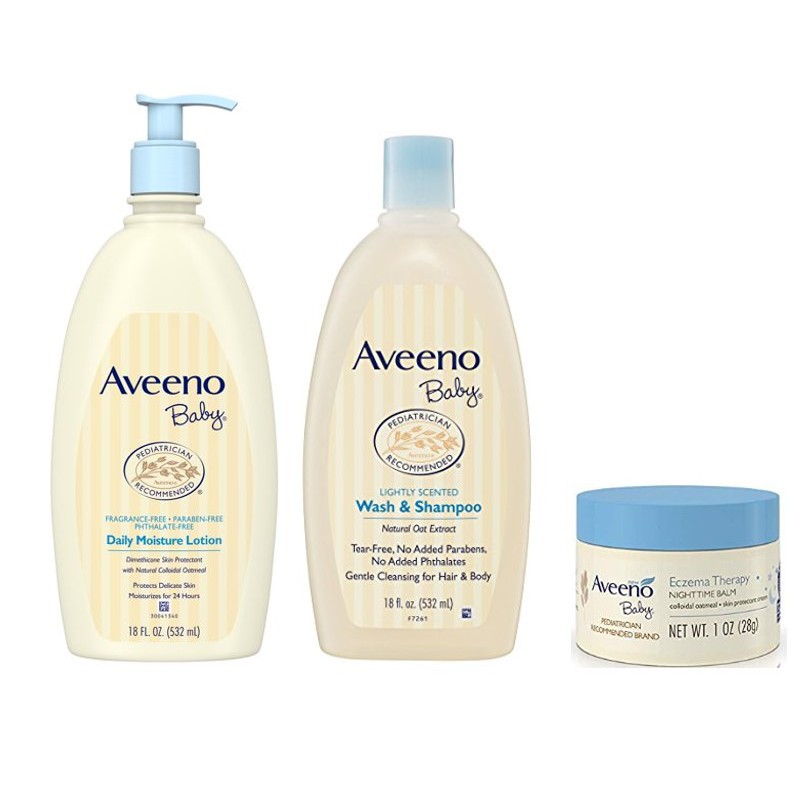 Aveeno Baby Bundle Set [Wash & Shampoo 532ml, Daily Lotion 532ml and