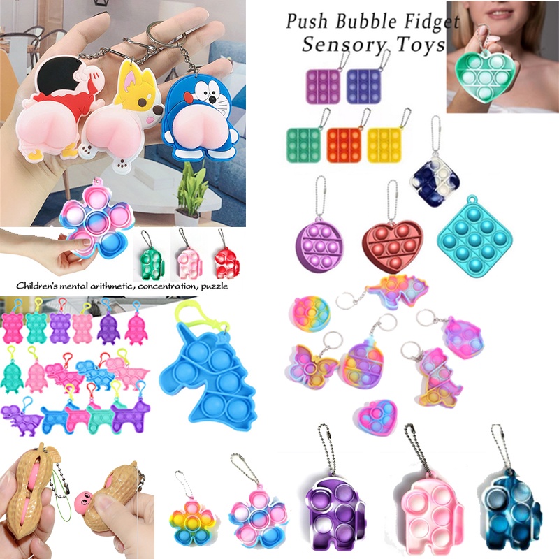 Foxmind Pop Bubble Sensory Fidget Pop It Toy Simple Dimple Keychain