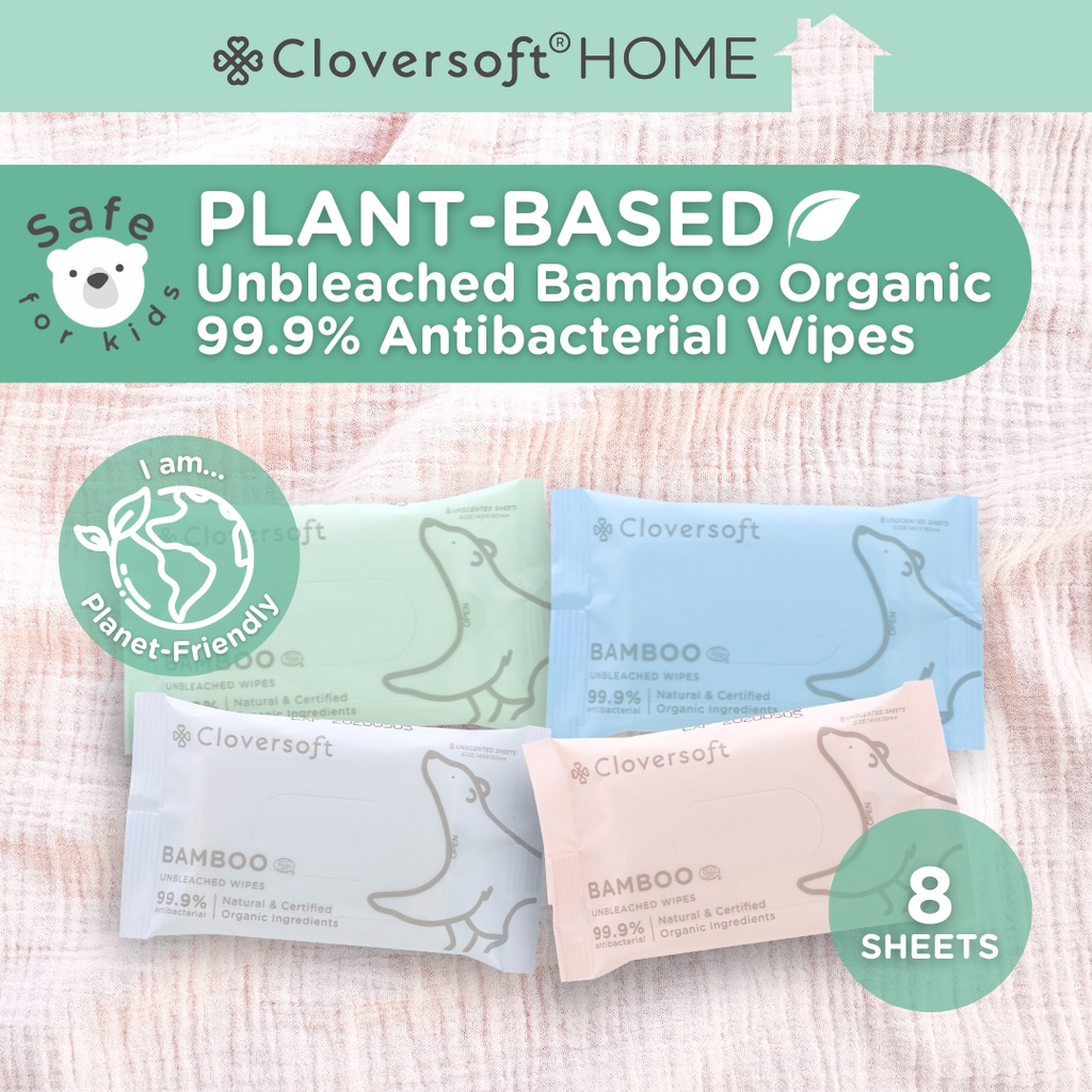 🏡Cloversoft Home Antibacterial Organic Bamboo Petite Wet Wipes & Wet