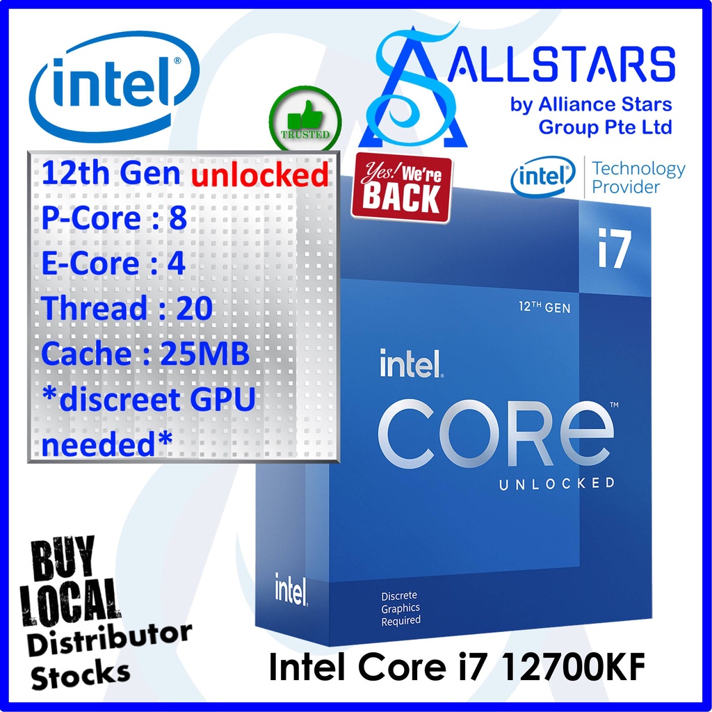 *Singapore Distributor Stocks* 12Gen Intel Core i7 12700KF 12th Gen