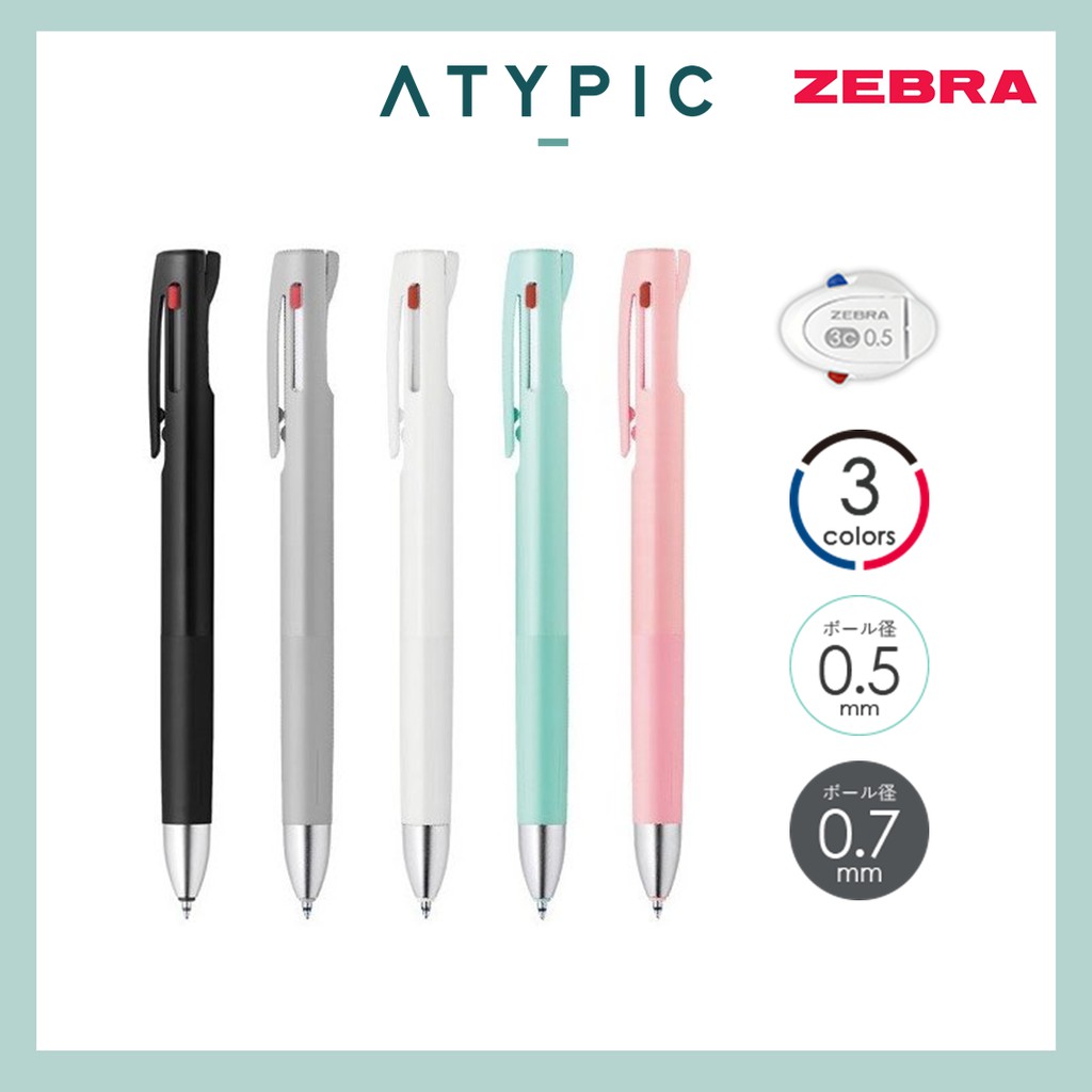Japan Zebra Blen 3C (TriColor) Press Ballpoint Pen 0.5mm / 0.7 mm
