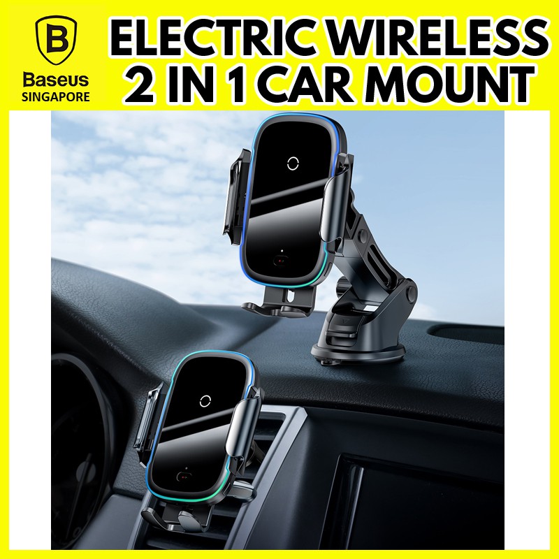 Baseus 2 in 1 Light Electric Holder Wireless Charger Car Mount Car