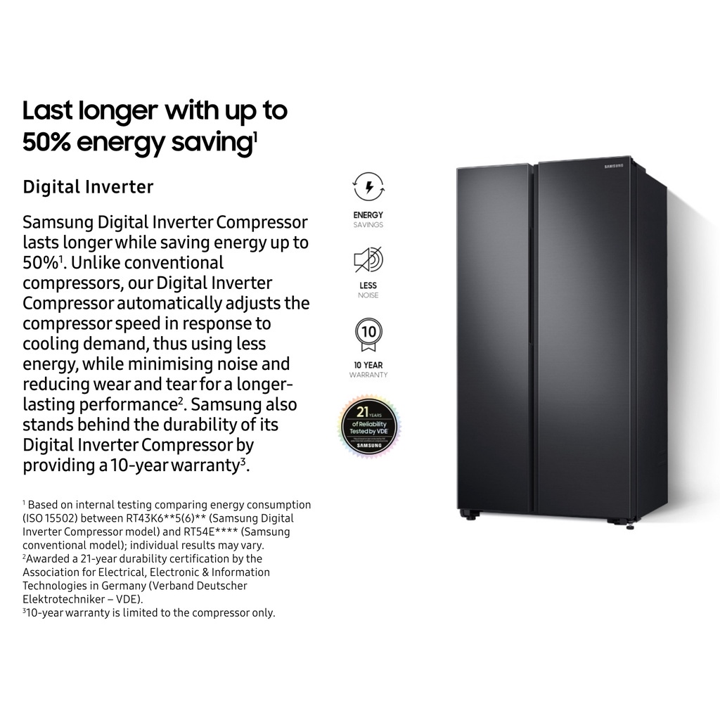 SAMSUNG RS62R5004M9/SS, Sidebyside Refrigerator, 647L, 2 Ticks Shopee Singapore