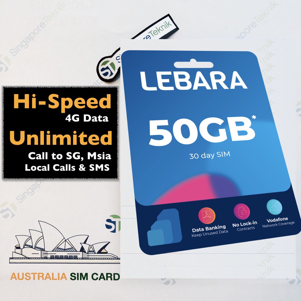 50GB Australia Prepaid SIM CARD 30Days FREE Call SMS Vodafone Lebara Mobile Data 4G 3G Starter