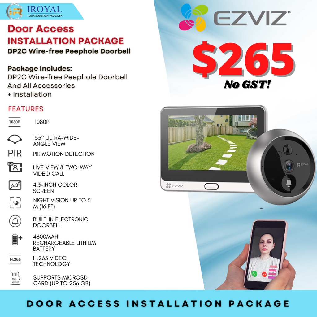 EZVIZ DP2C Wirefree Peephole Doorbell Door Access INSTALLATION PACKAGE