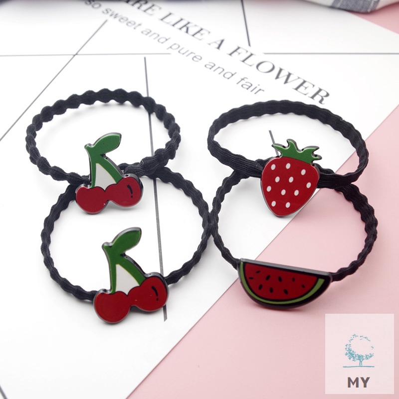 Hair Tie Elastic Hair Bands Cartoon Fruit Scrunchy Circle Ropes