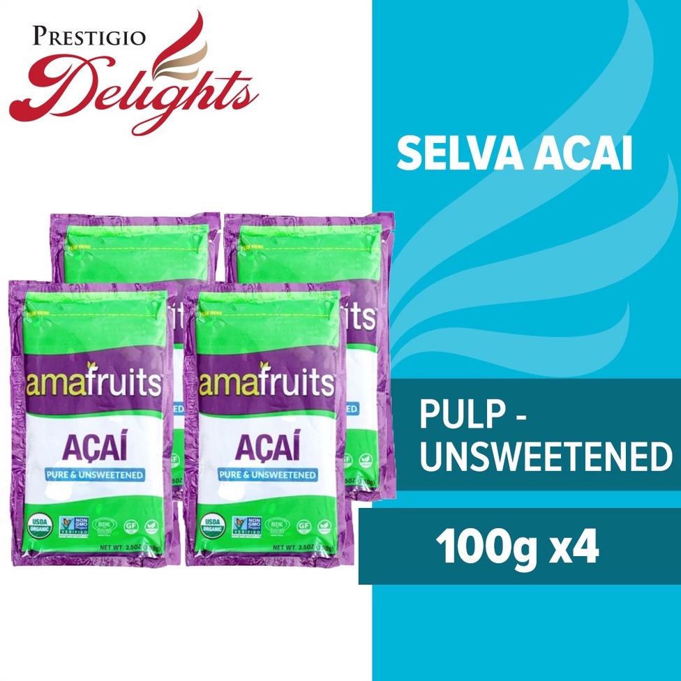 [Bundle of 4] Selva Organic Acai Pulp Pure/Traditional Mix 100g